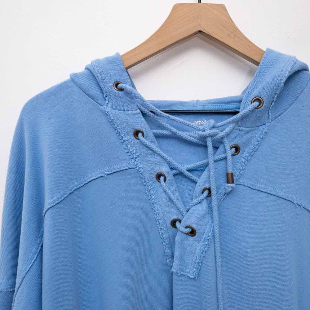 Aerie Sunday Soft Lace Up Sweatshirt Blue Size Medium - Picture 5 of 8